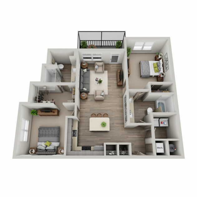 Rendering of the Luz floor plan